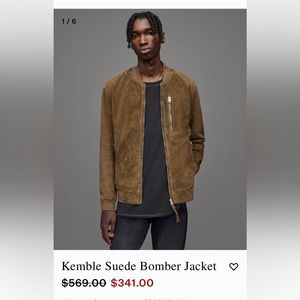ALLSAINTS Kemble Suede Bomber Jacket Size XXL in Olive Green/Khaki